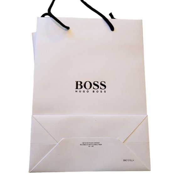 Hugo Boss Shopping Bags White Brown Set of 8 Signature Reusable Gift Prop VR208 - Picture 16 of 16